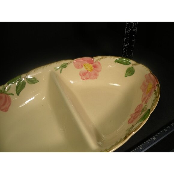 Vintage Franciscan Desert Rose Divided Ceramic Floral Serving Dish With Pink Flo - Picture 7 of 16